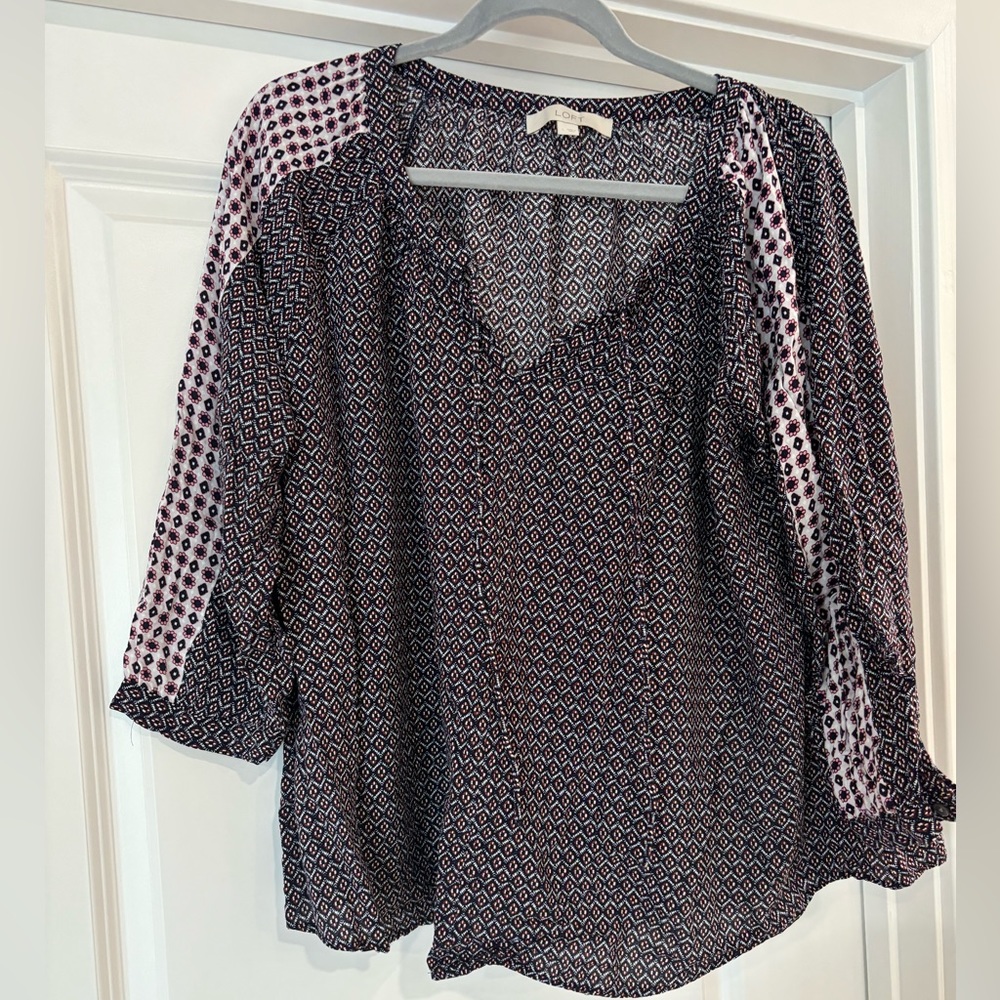 LOFT purple patterned blouse L